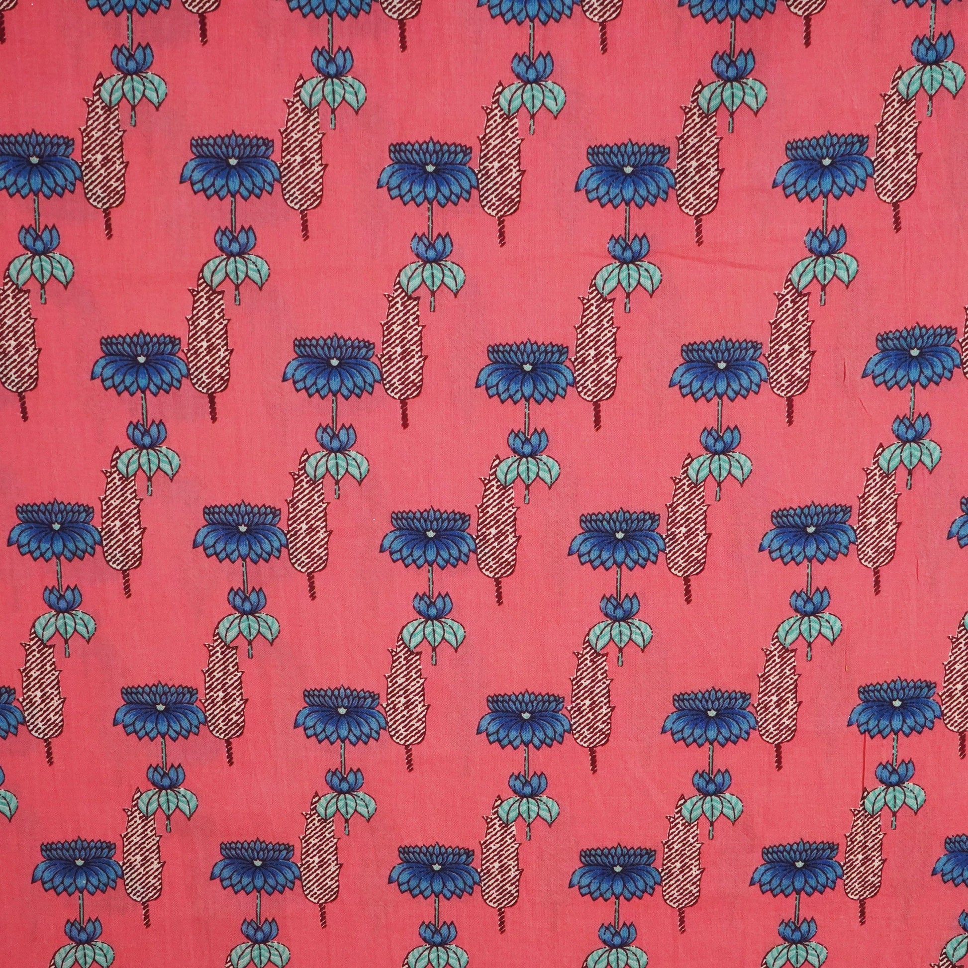 Peach Pink Bagru Print Cotton Fabric SCF-24216