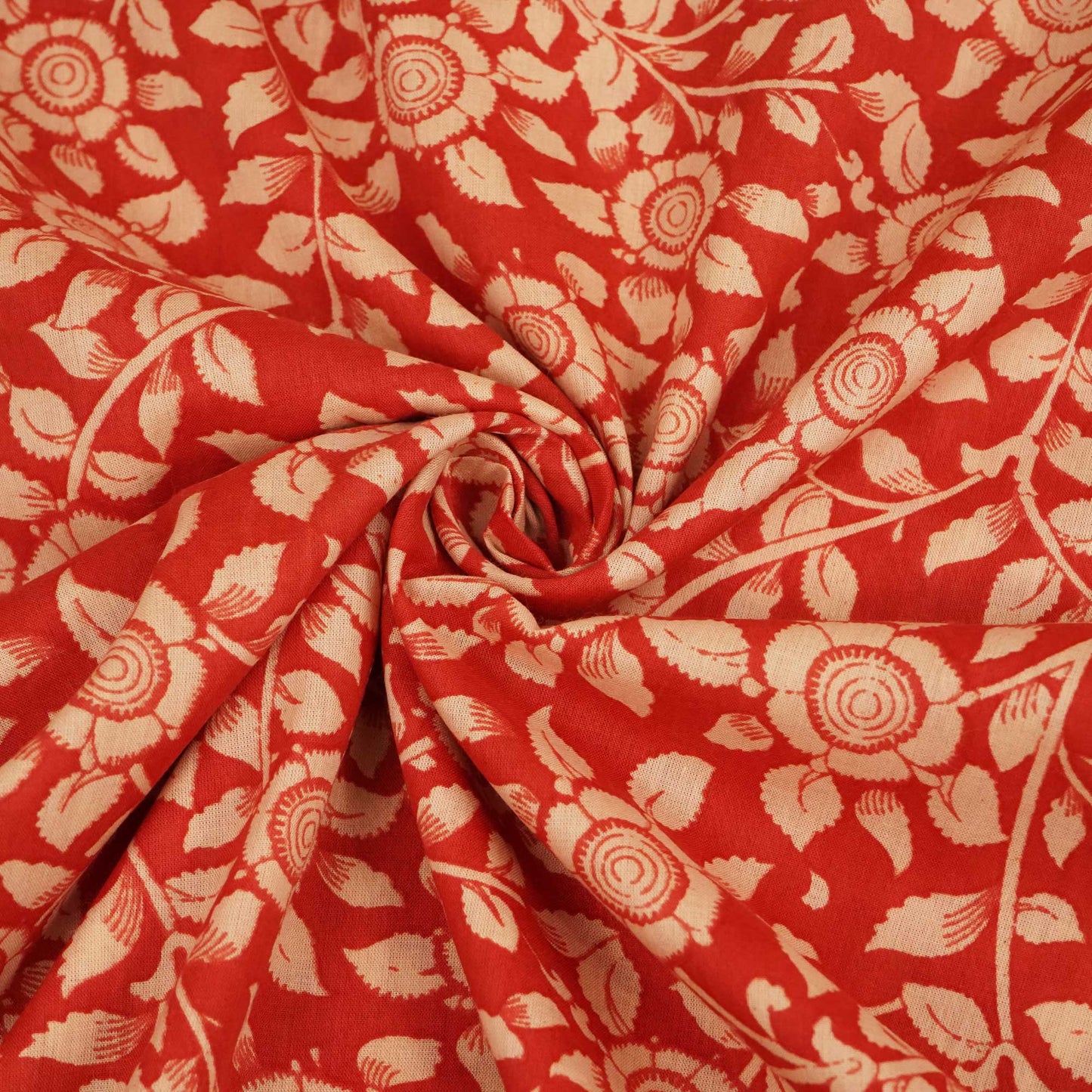 Peach Pink Floral Bagru Print Cotton Fabric SCF-24219