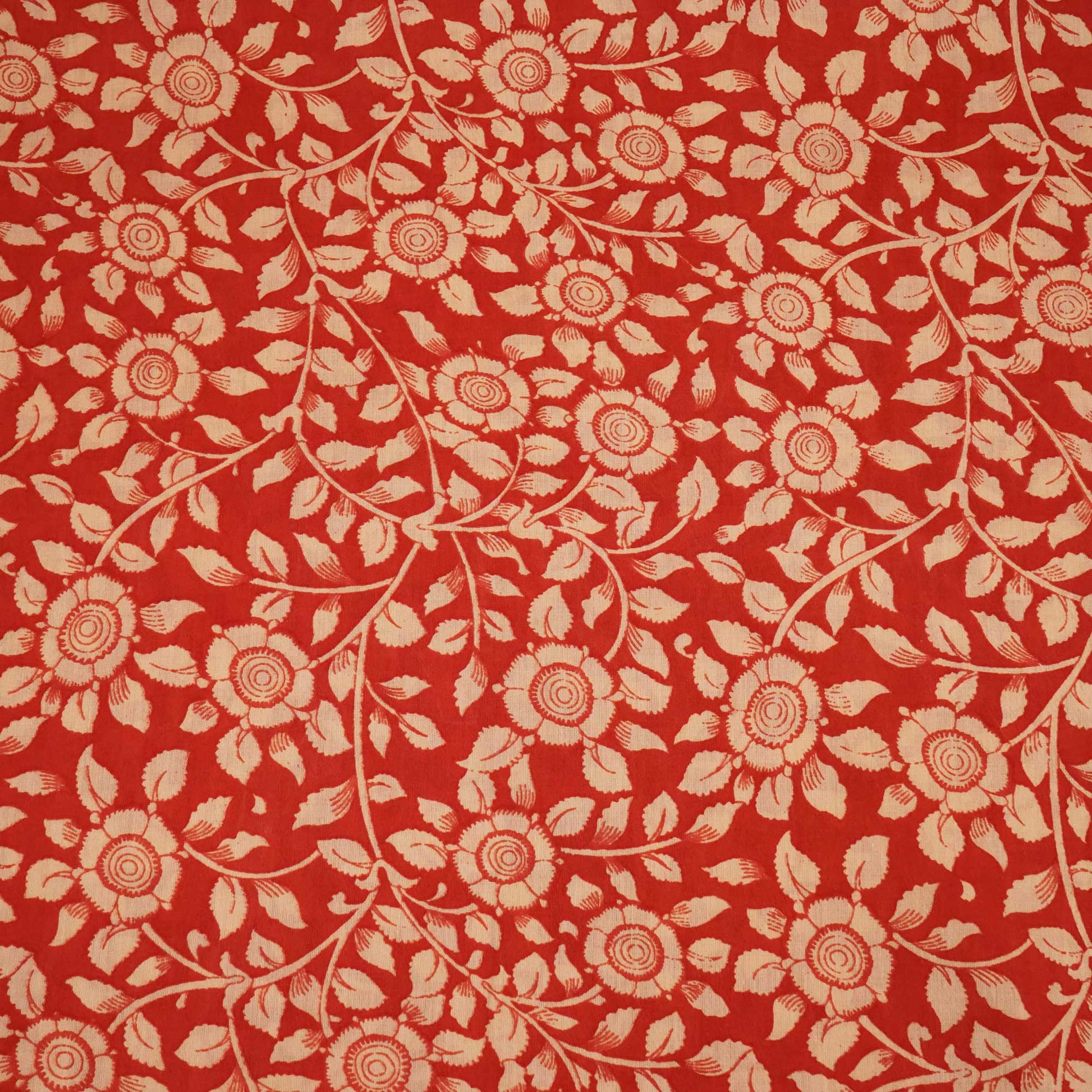Peach Pink Floral Bagru Print Cotton Fabric SCF-24219