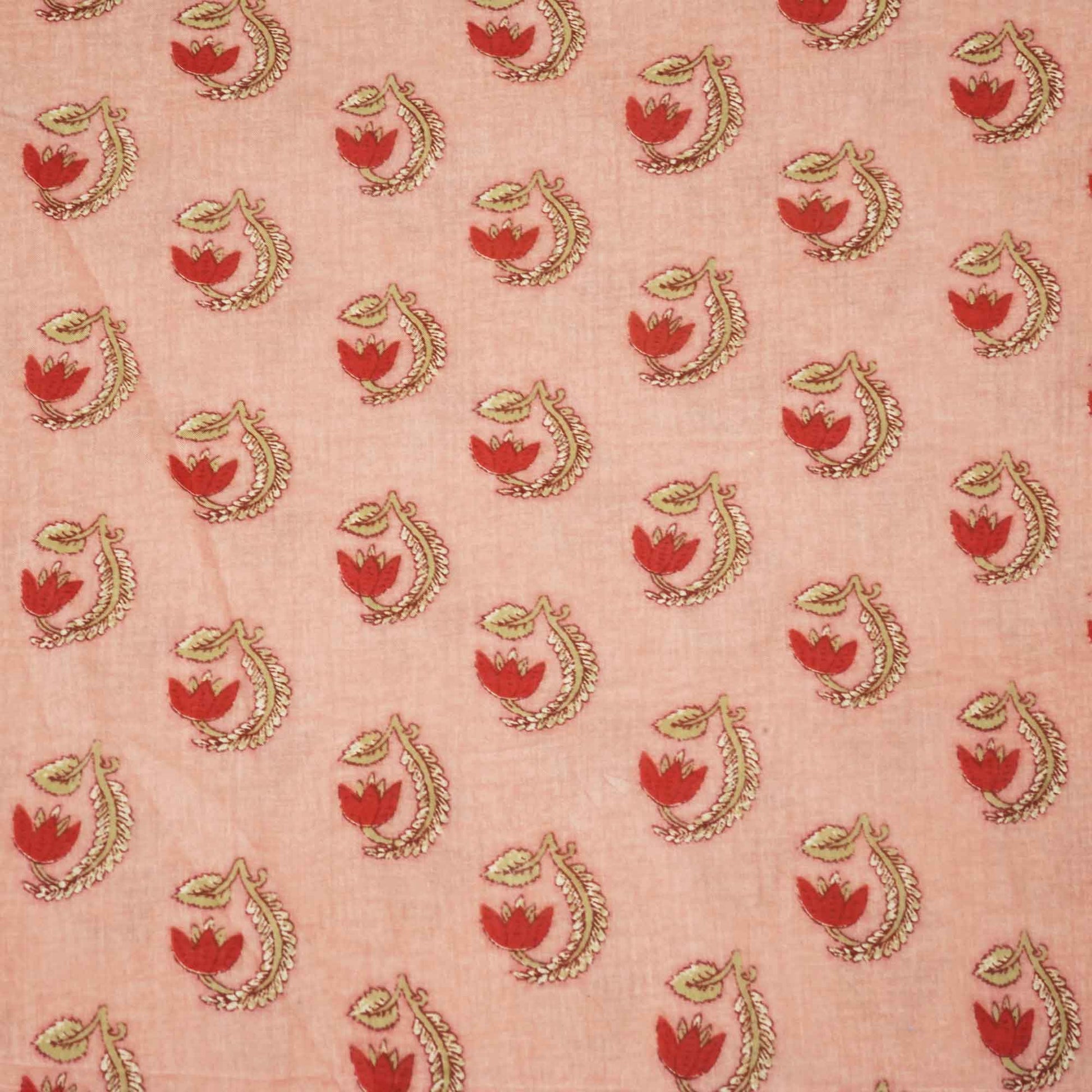 Peach Bagru Print Cotton Fabric SCF-24248