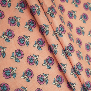 Peach Handblock Print Cotton Fabric HP-24250
