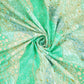 Green Floral Foil Print Cotton Fabric HP-24252