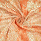 Orange Floral Foil Print Cotton Fabric HP-24254
