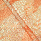 Orange Floral Foil Print Cotton Fabric HP-24254