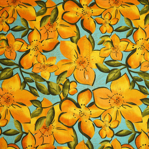 Mustard Floral Print Cotton Fabric HP-24257