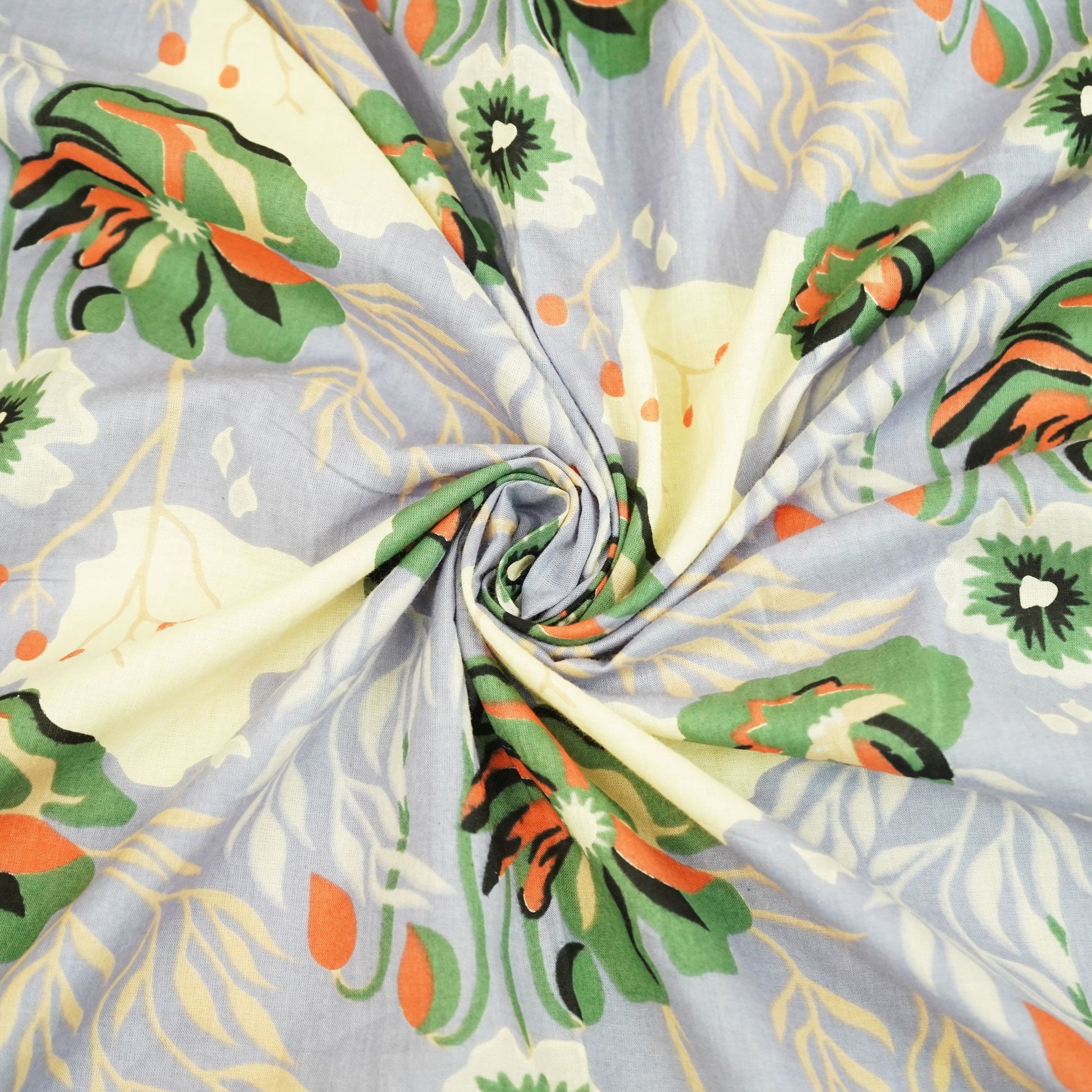 Purple Floral Print Cotton Fabric HP-24260