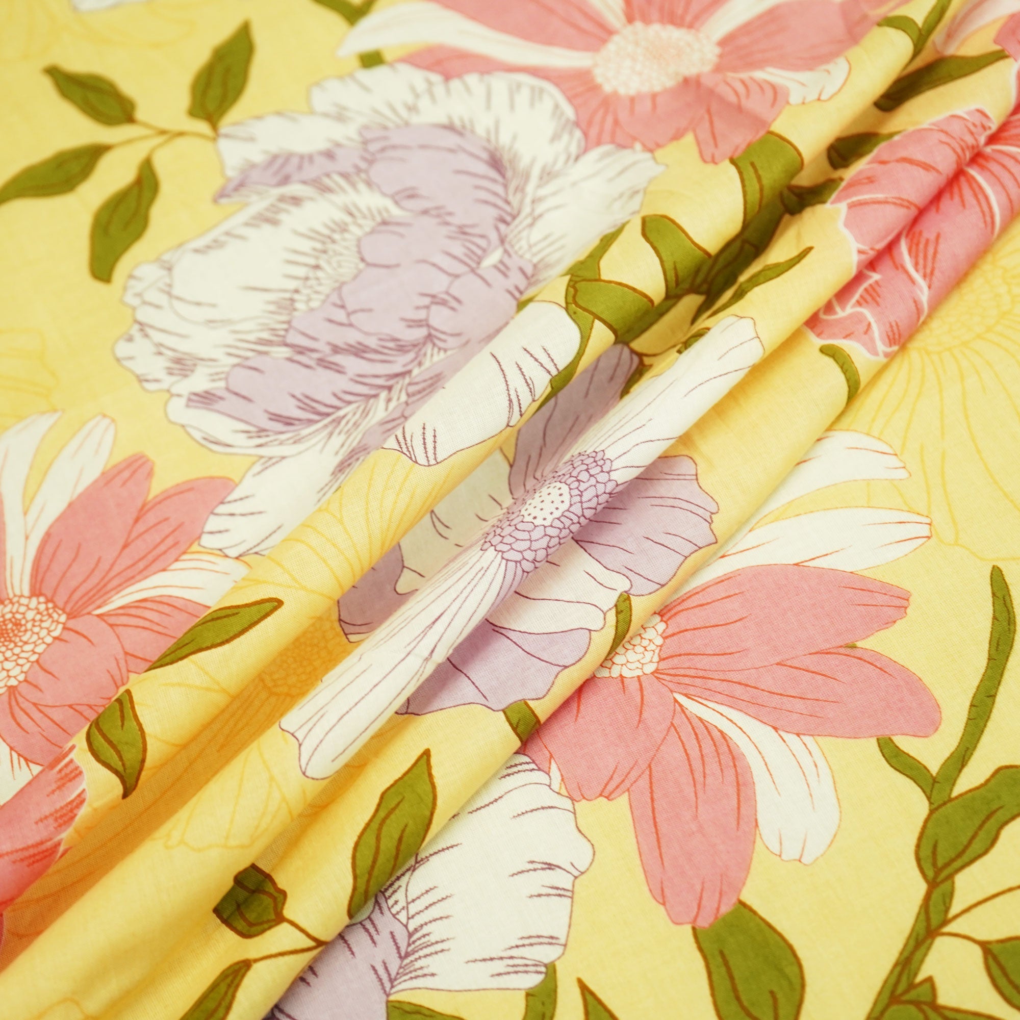 Yellow Masaba Print Cotton Fabric HP-24262