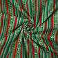 Dark Green Stripes Print Cotton Fabric HP-24269
