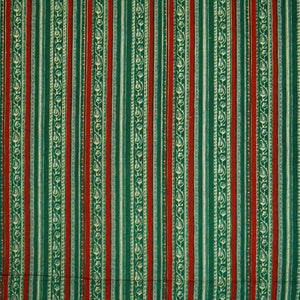 Dark Green Stripes Print Cotton Fabric HP-24269
