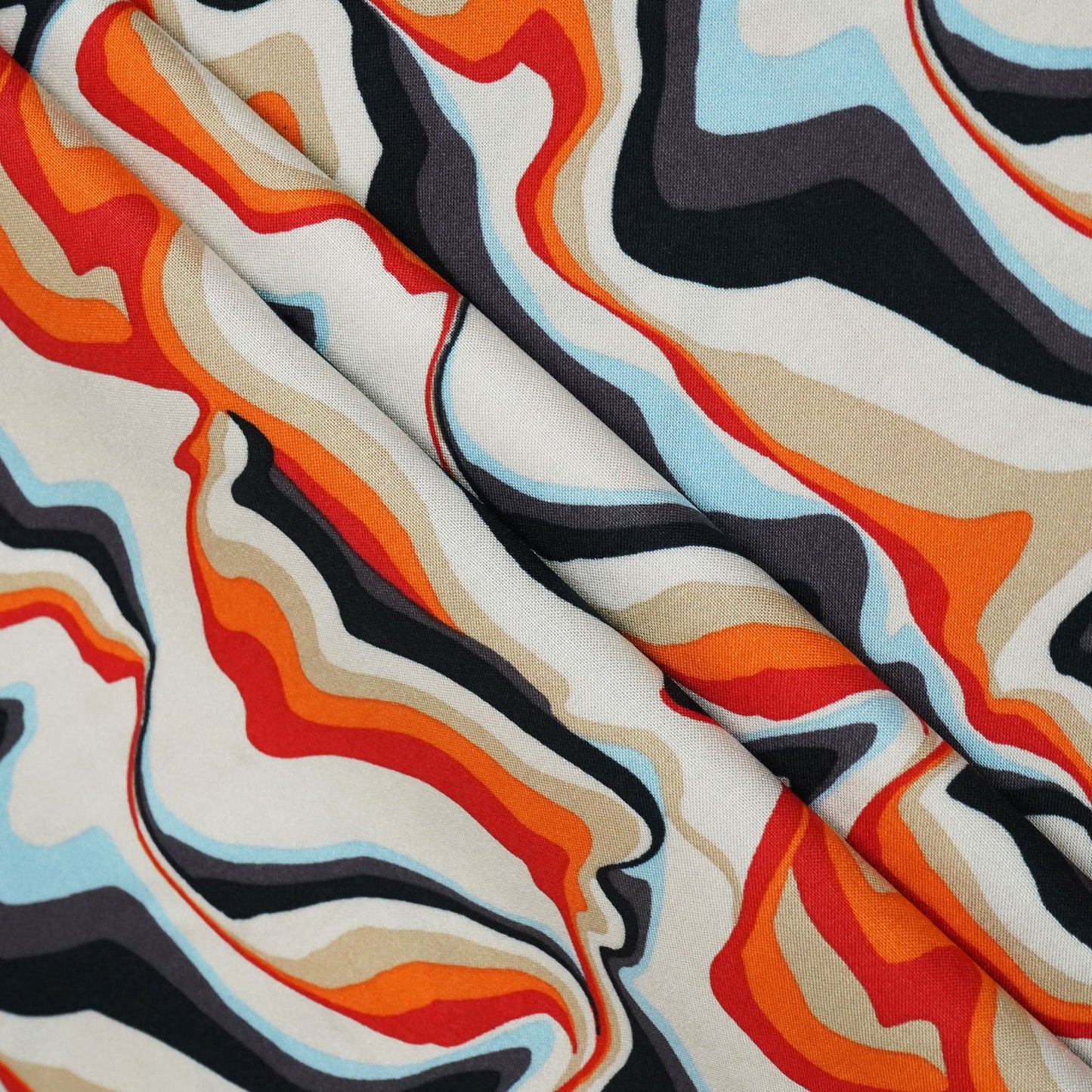 Beige Abstract Print Rayon Fabric LSF-24292