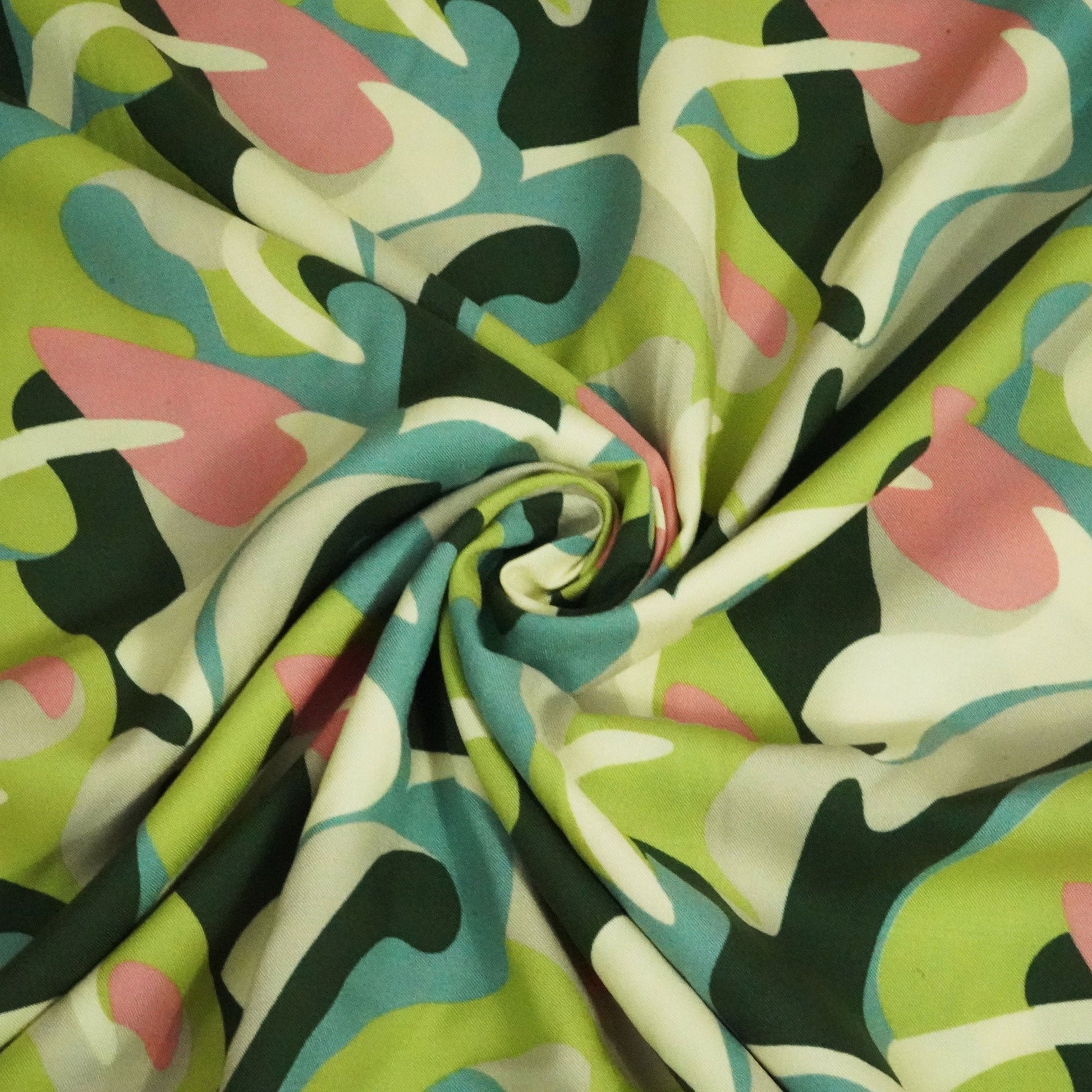 Green Abstract Rayon Fabric LSF-24293