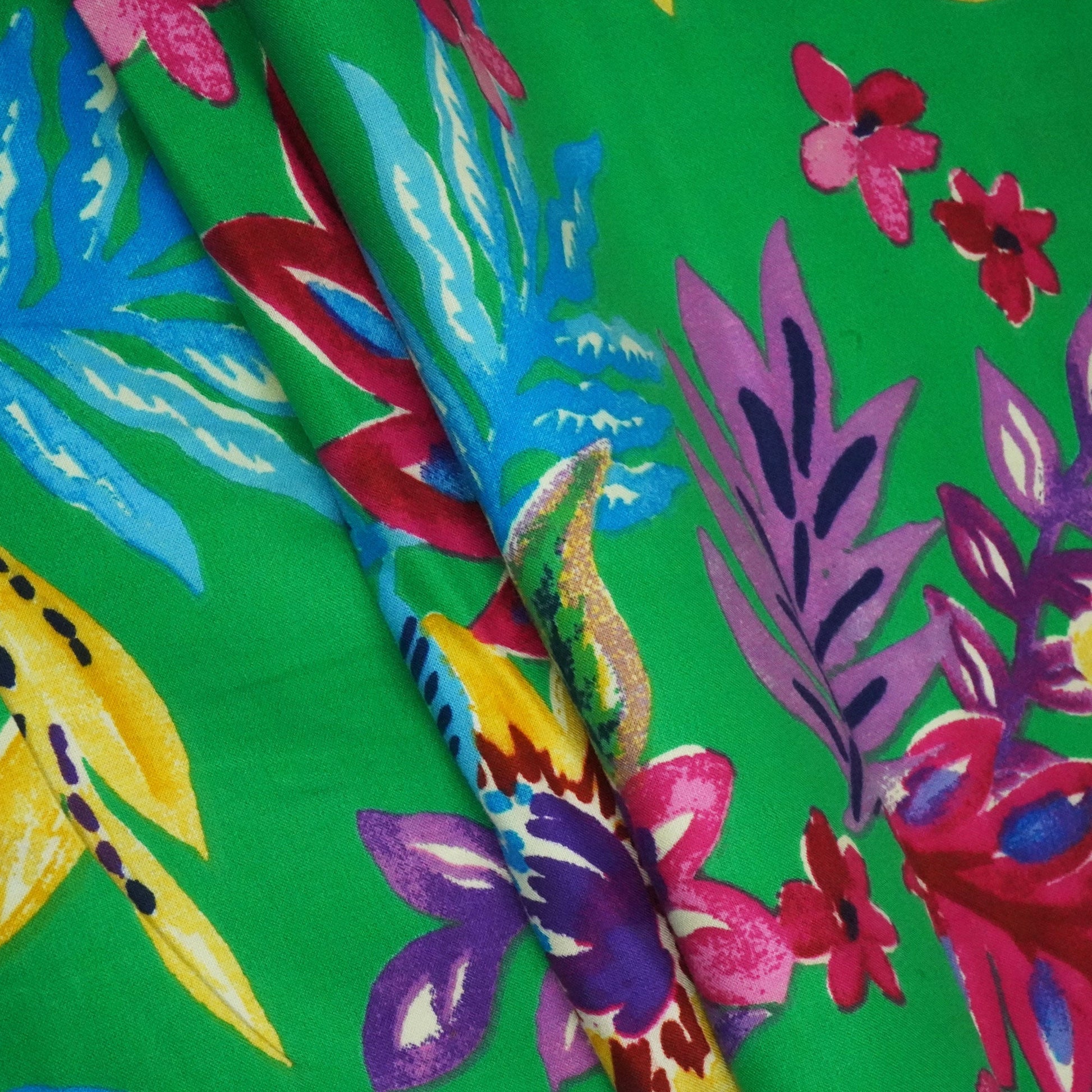 Green Floral Print Rayon Fabric LSF-24295