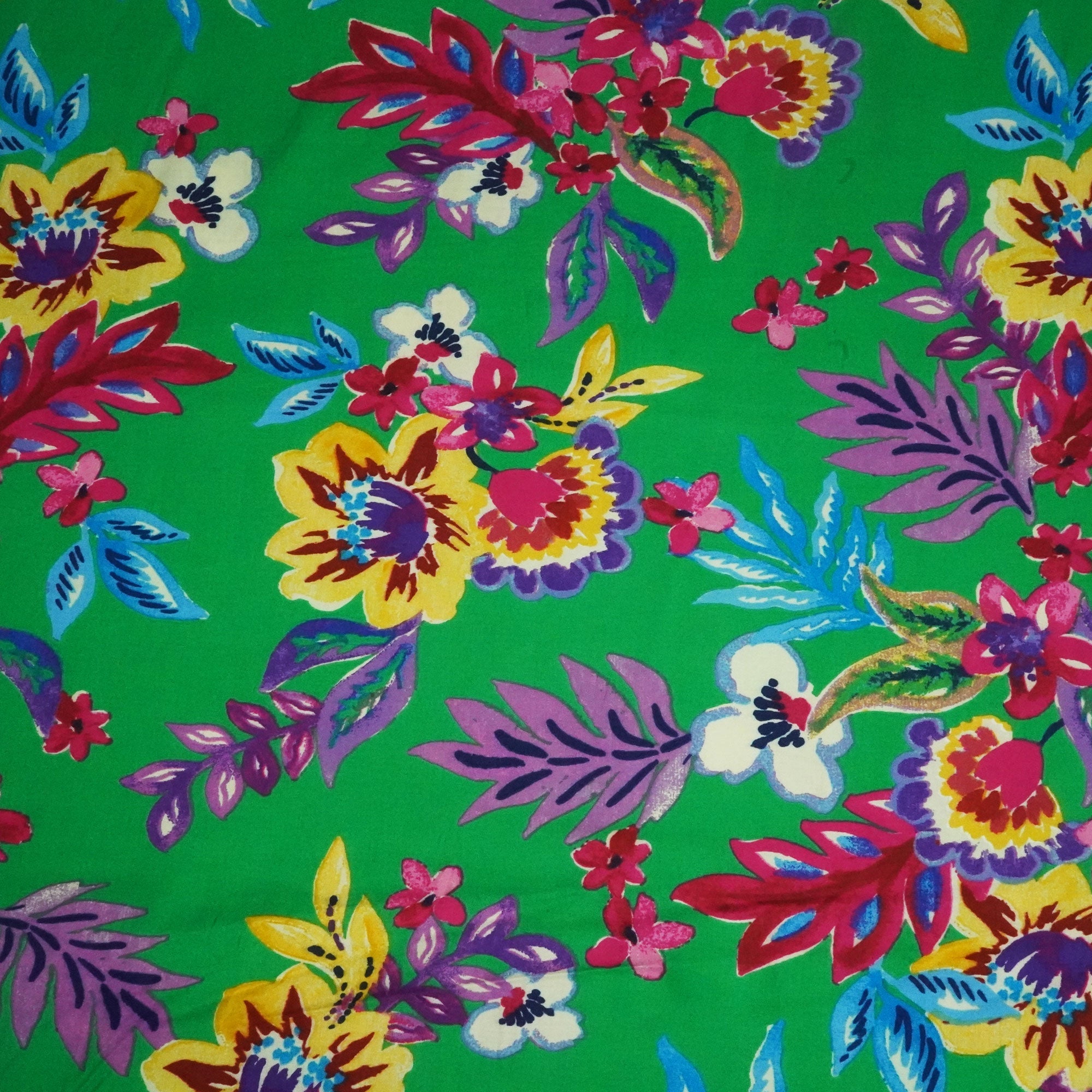 Green Floral Print Rayon Fabric LSF-24295