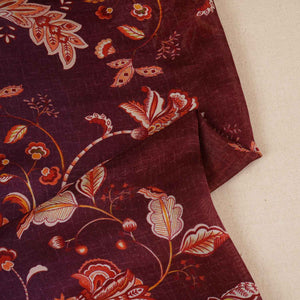Wine & Olive Green Shaded Floral Print Organza Fabric MT-28243 - TradeUNO