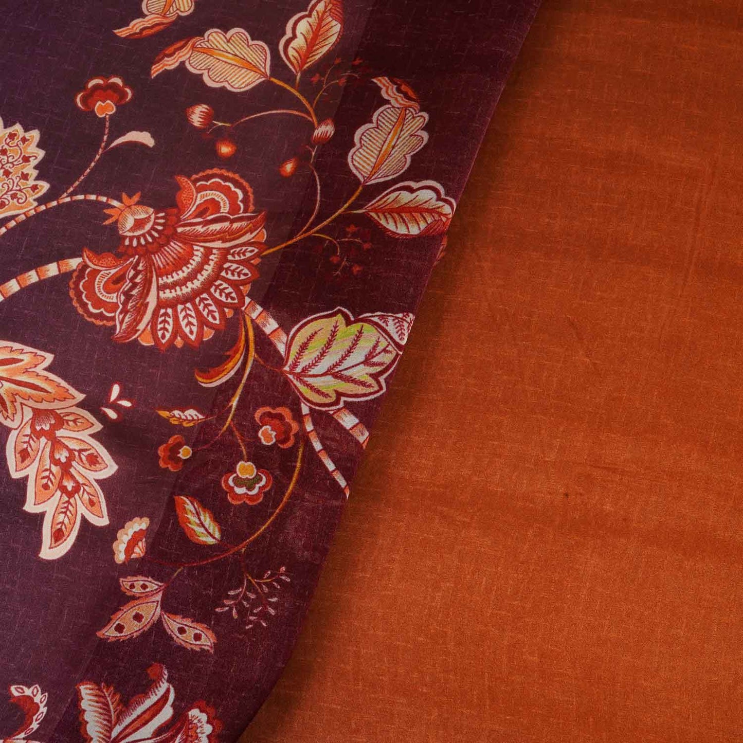 Wine & Olive Green Shaded Floral Print Organza Fabric MT-28243