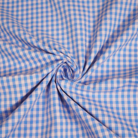 Blue & Peach Check Print Poplin Fabric LSF-24302