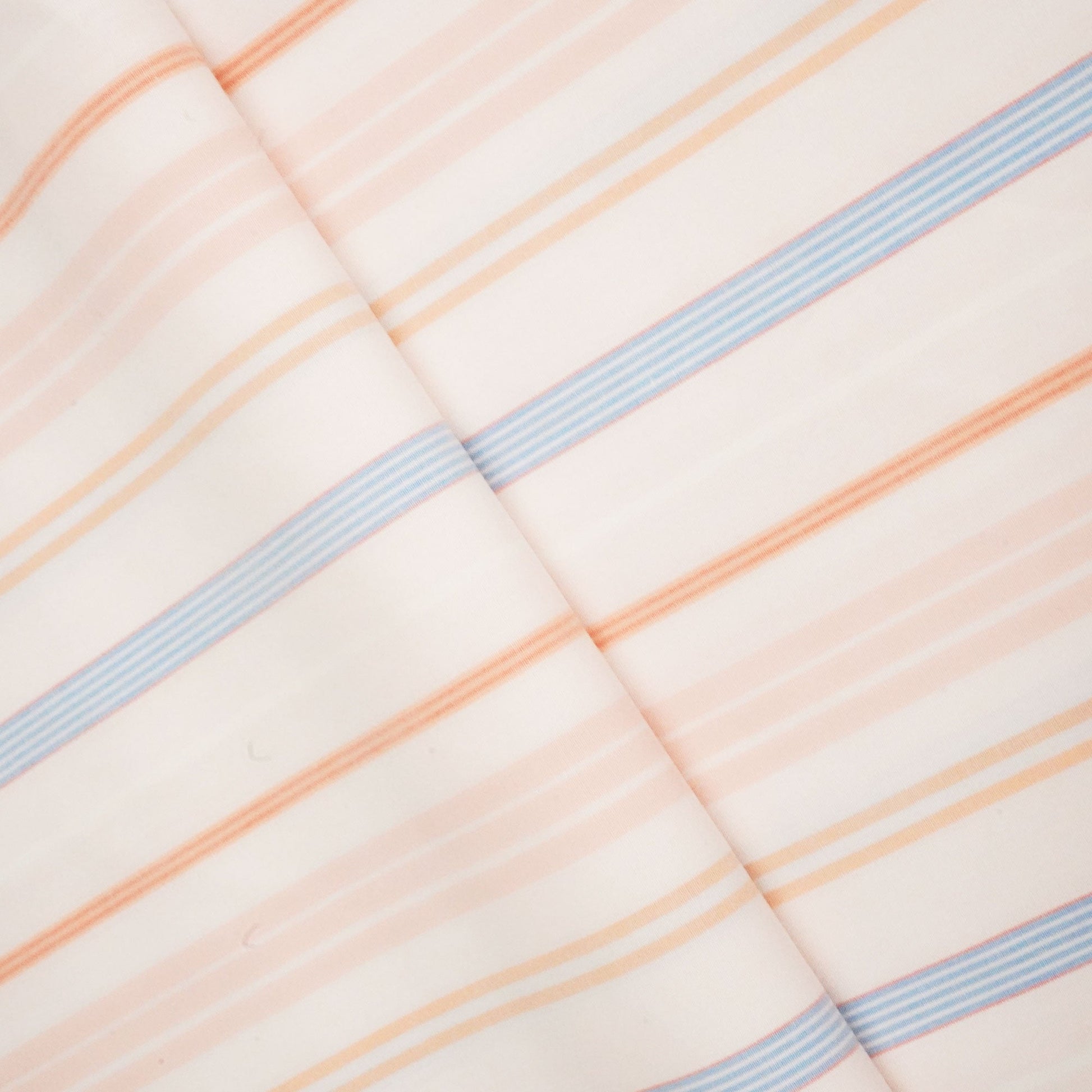 Peach & Blue Stripes Print Poplin Fabric LSF-24303