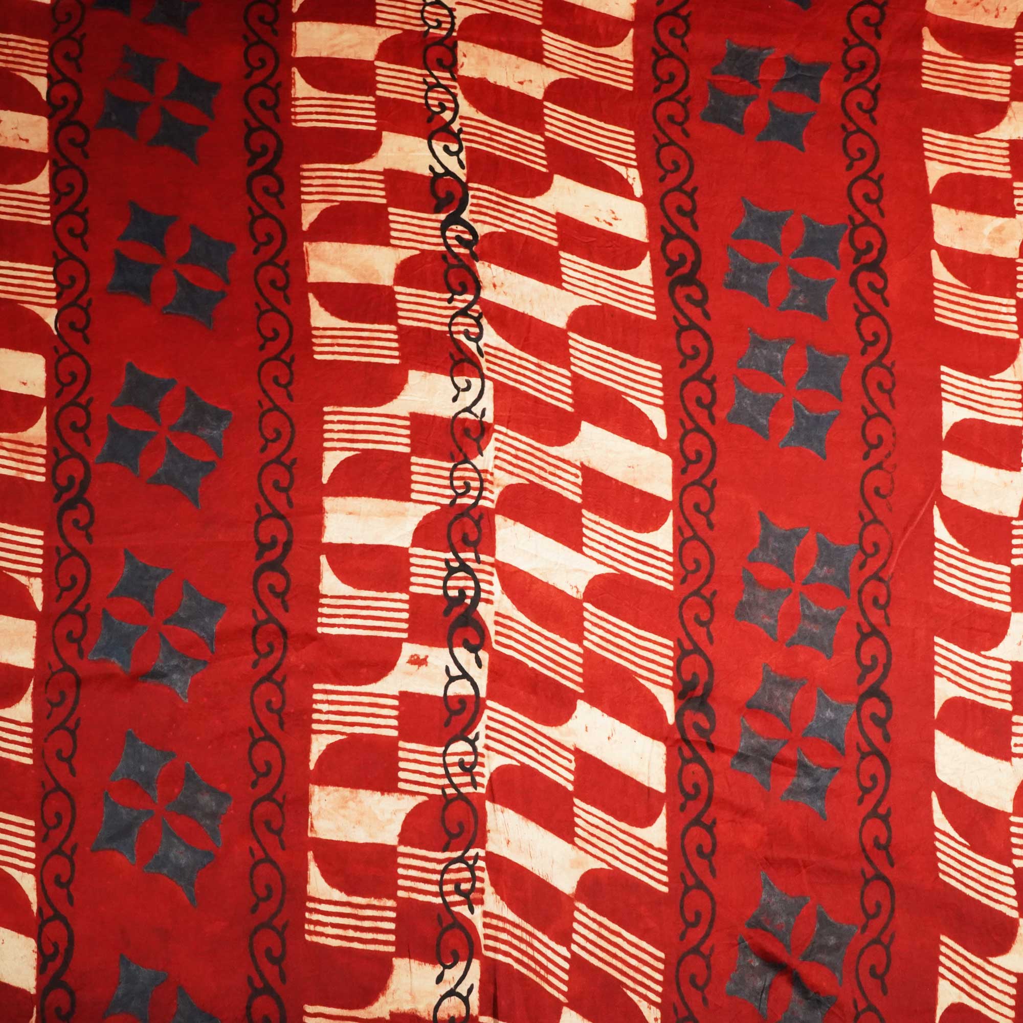 Red Abstract Ajrakh Print Modal Satin Fabric ASK-24319