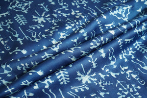 Blue Abstract Ajrakh Print Modal Satin Fabric ASK-24345
