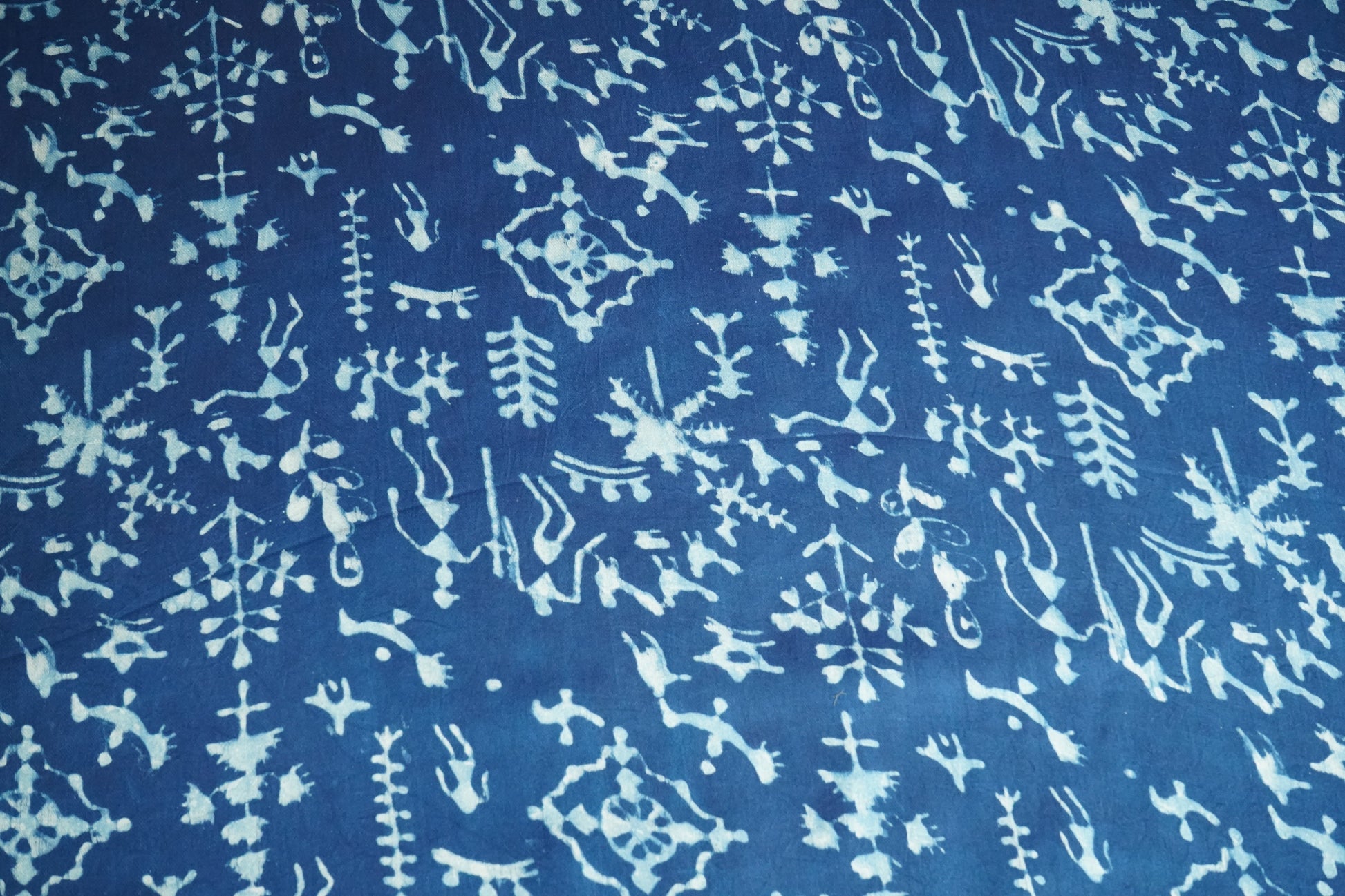 Blue Abstract Ajrakh Print Modal Satin Fabric ASK-24345