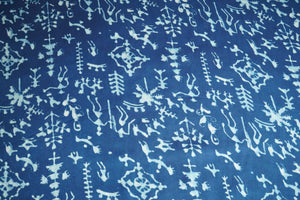 Blue Abstract Ajrakh Print Modal Satin Fabric ASK-24345
