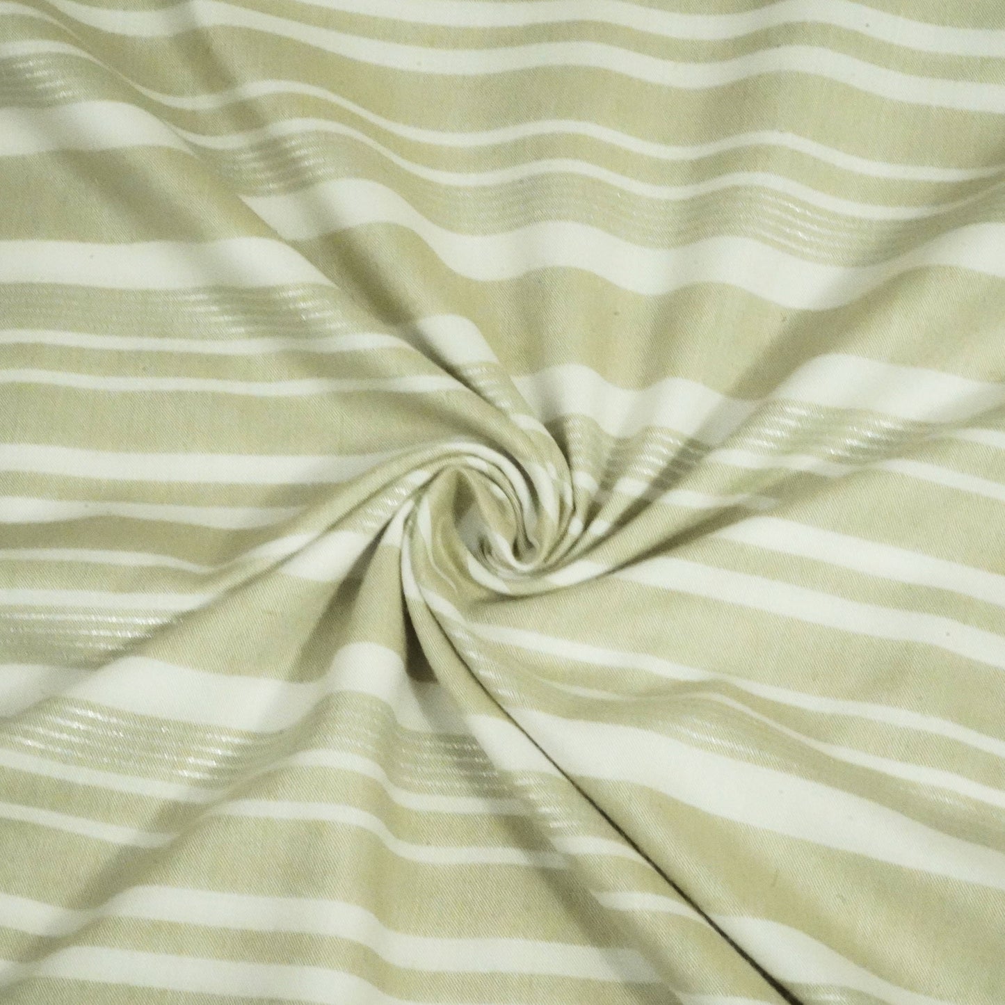 White & Grey Stripes Lurex Print Cotton Linen Fabric RS-24348