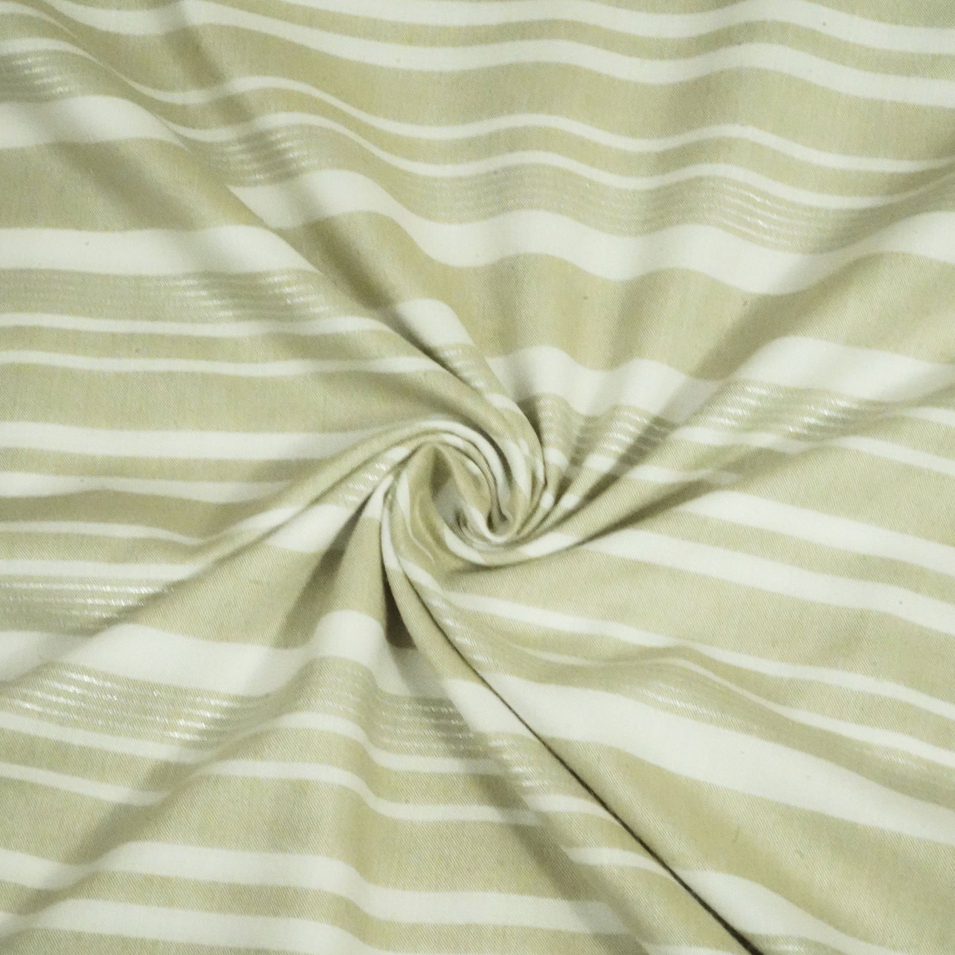 White & Grey Stripes Lurex Print Cotton Linen Fabric RS-24348