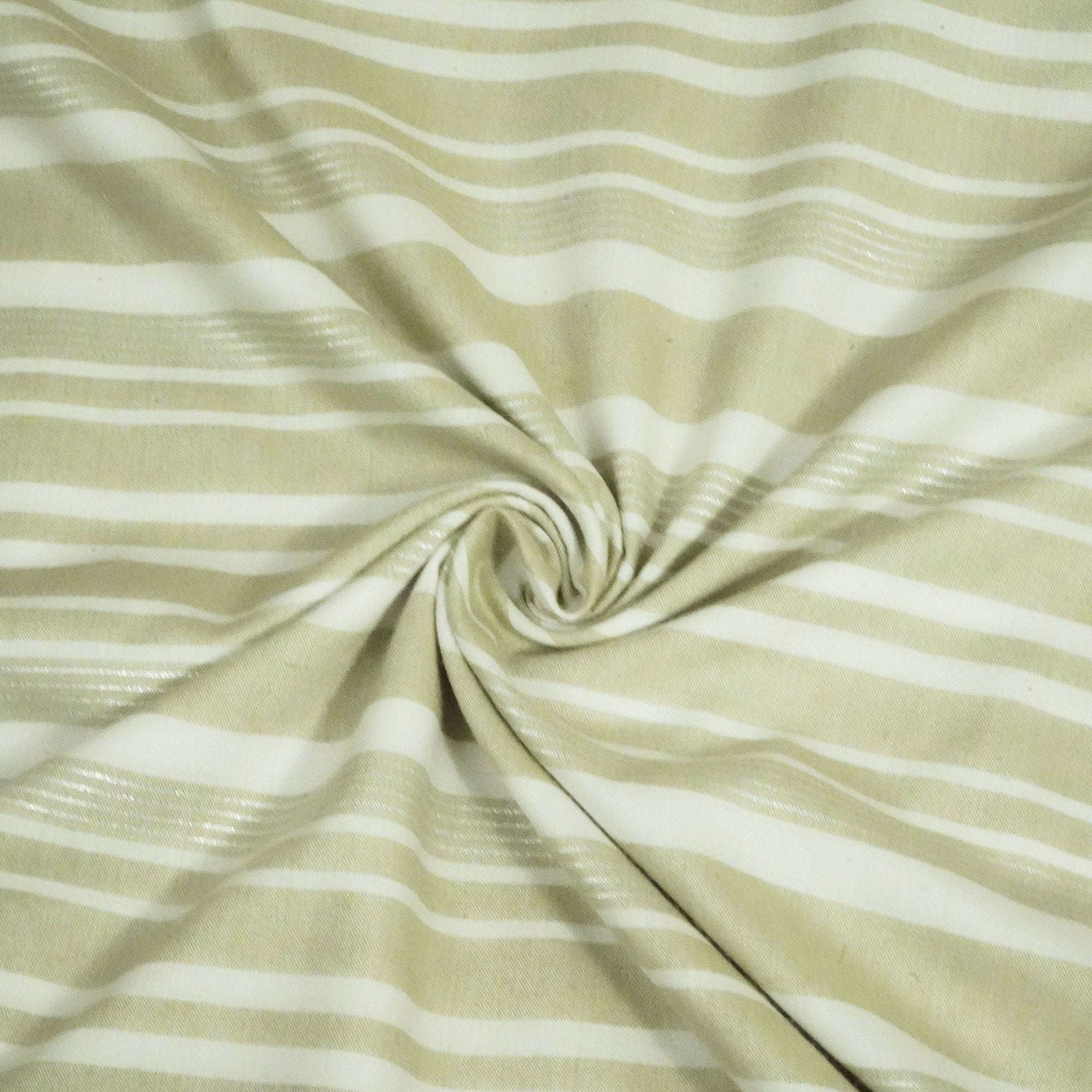 White & Grey Stripes Lurex Print Cotton Linen Fabric RS-24348
