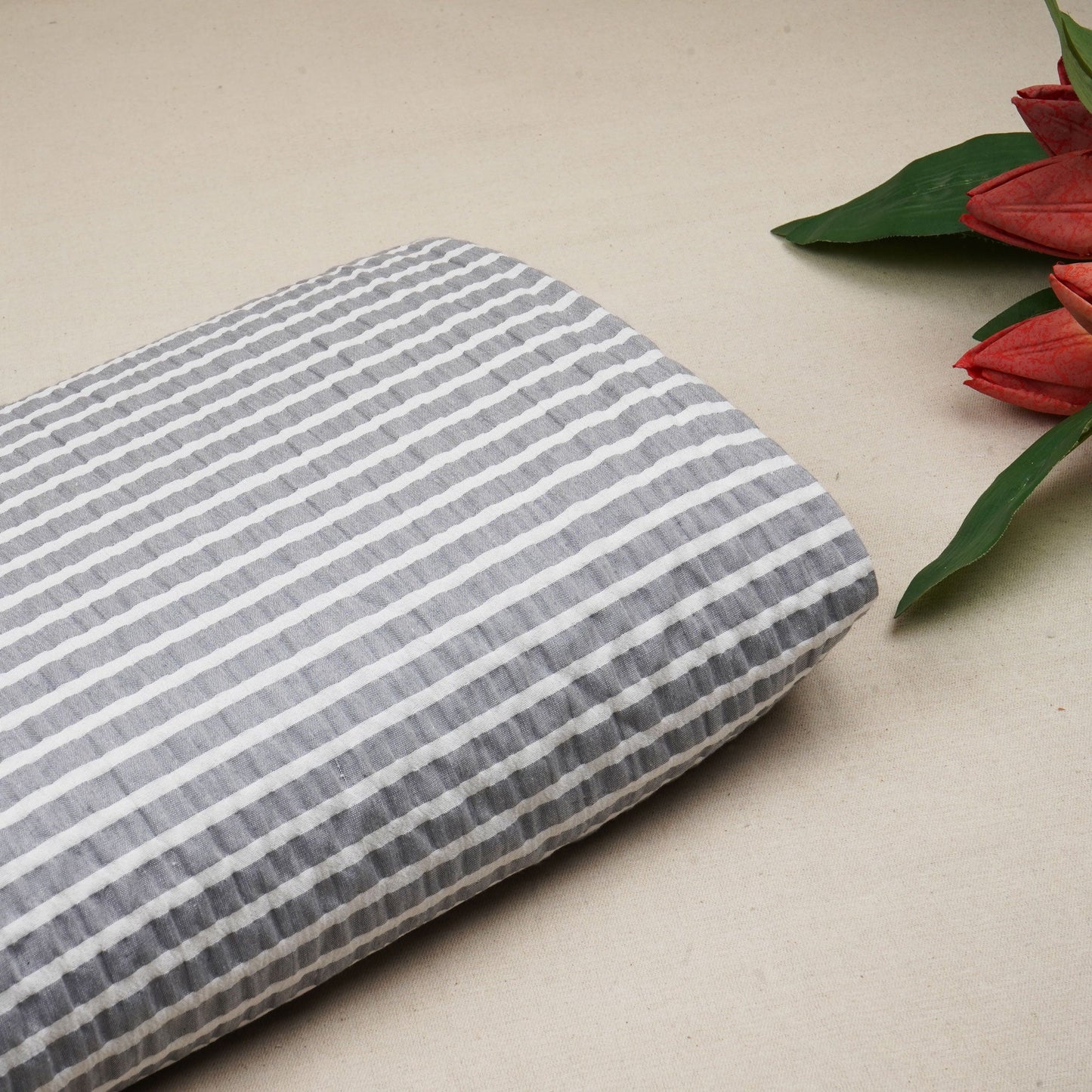White & Grey Stripes Seer Sucker Cotton Fabric RS-24349