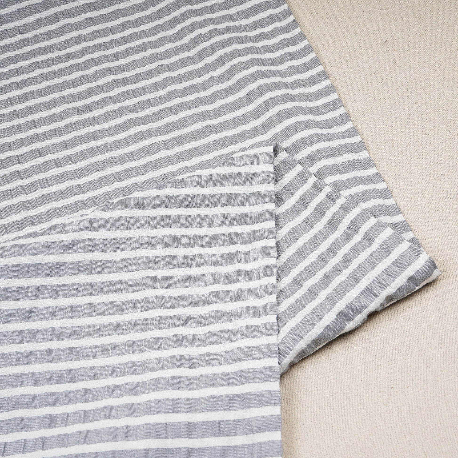 White & Grey Stripes Seer Sucker Cotton Fabric RS-24349