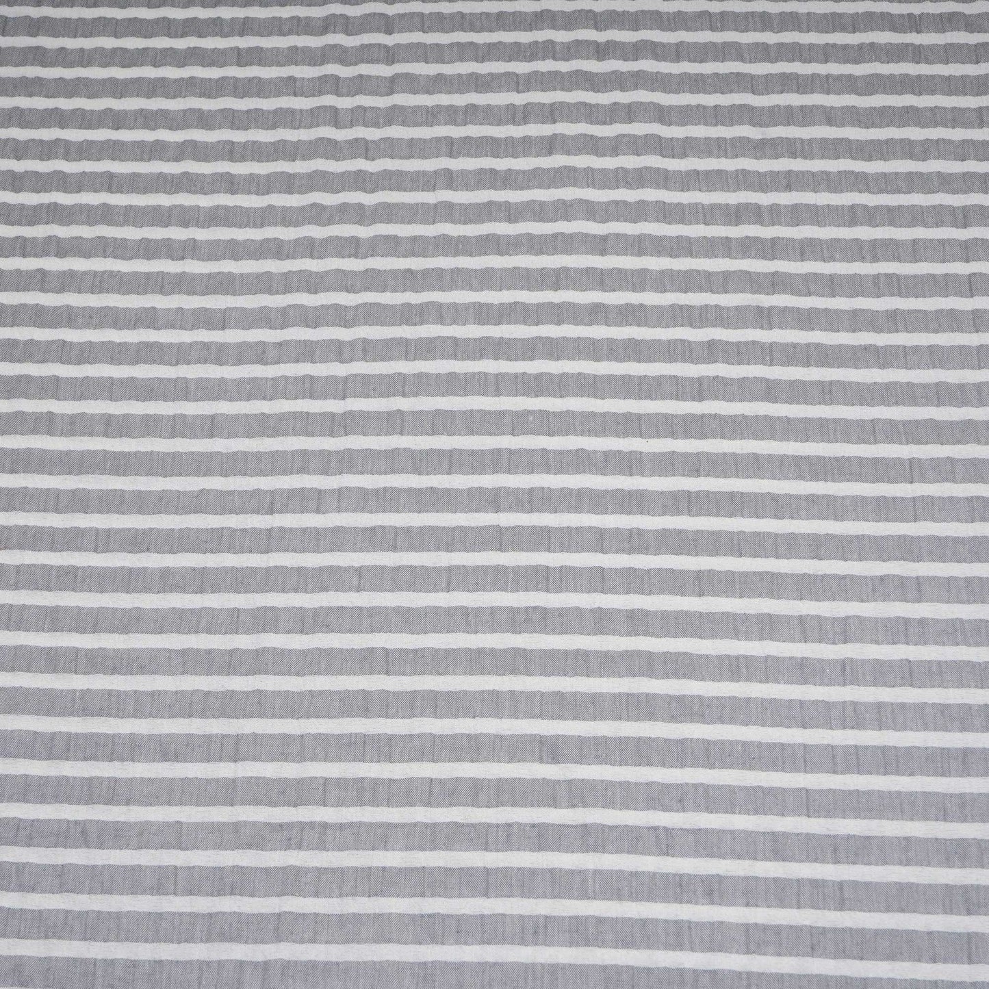 White & Grey Stripes Seer Sucker Cotton Fabric RS-24349