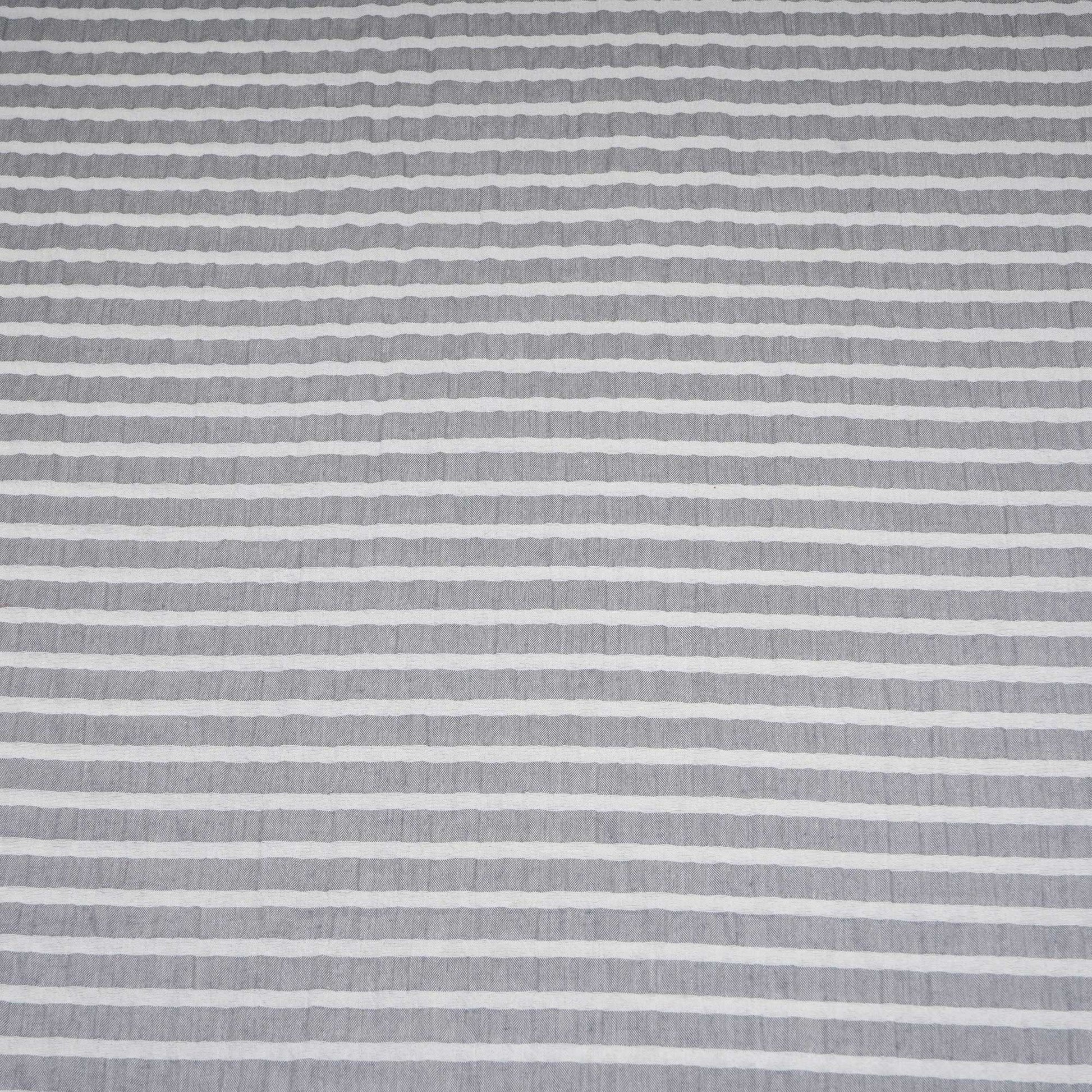 White & Grey Stripes Seer Sucker Cotton Fabric RS-24349