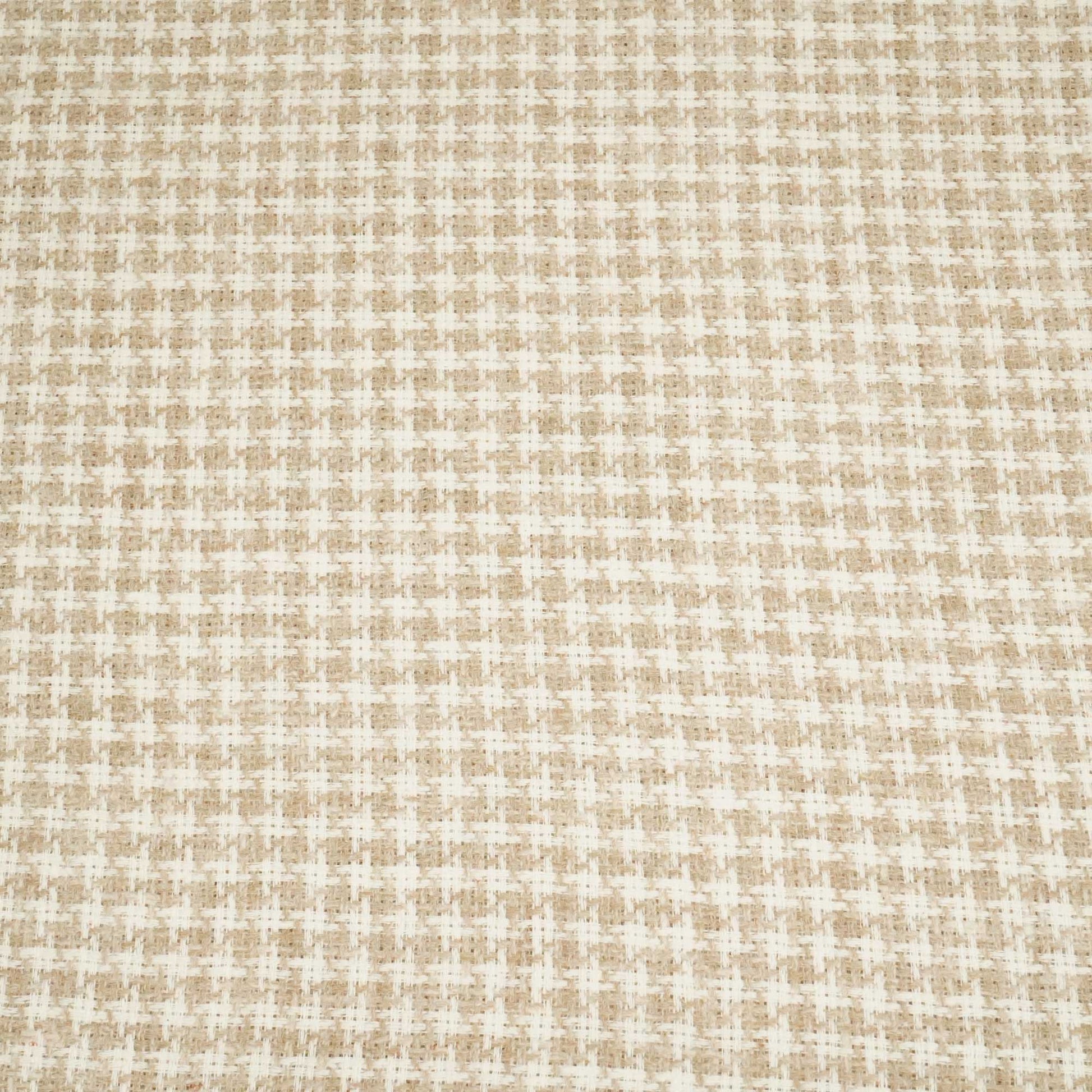 Off White & Beige Geometrical Print Cotton Linen Handloom Fabric RS-24357