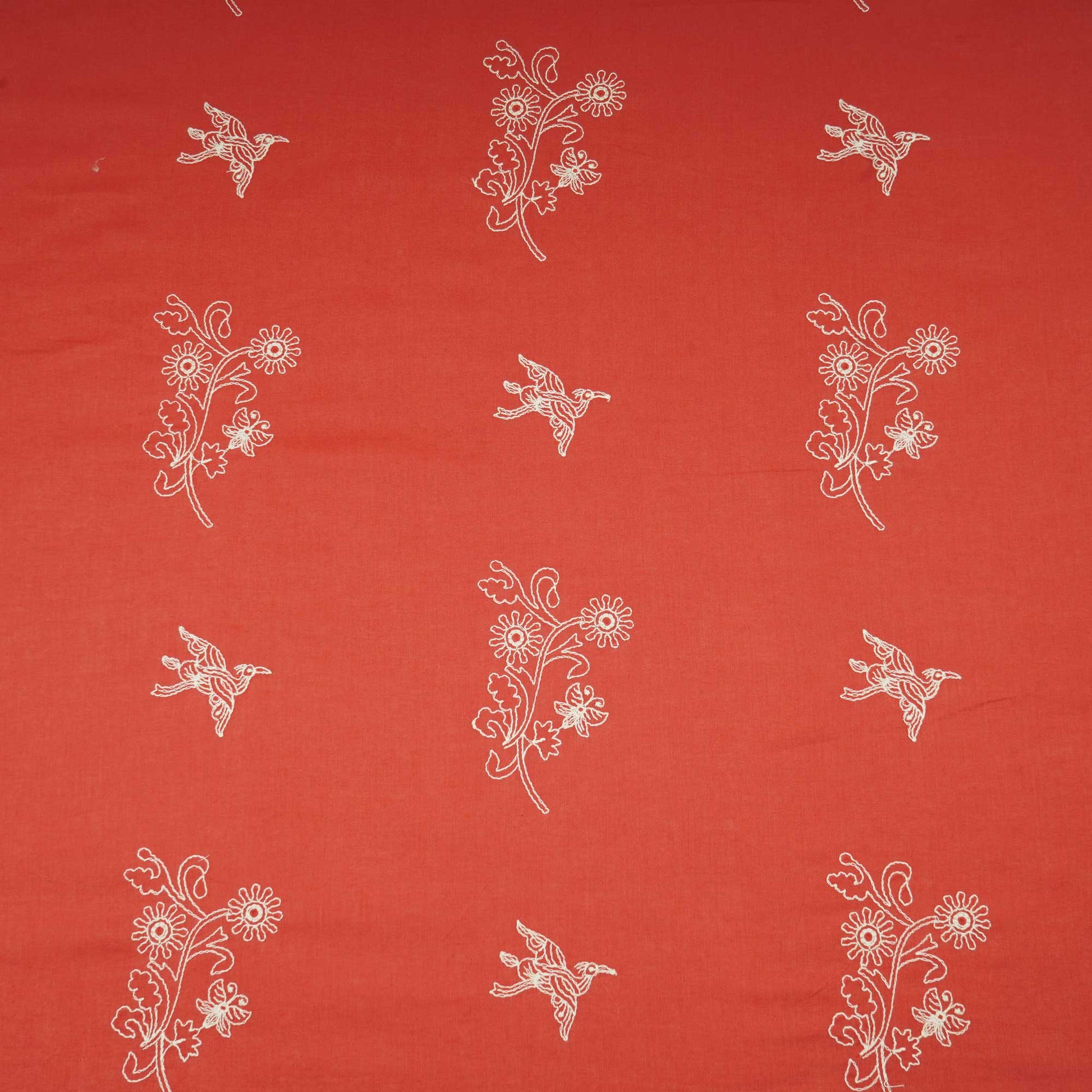 Rust Orange Thread Embroidery Chanderi Fabric WI-24366