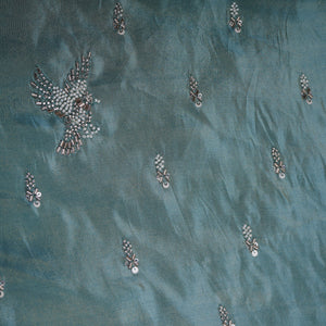 Blue Cutdana Sequins Embroidery Tissue Fabric WI-24375