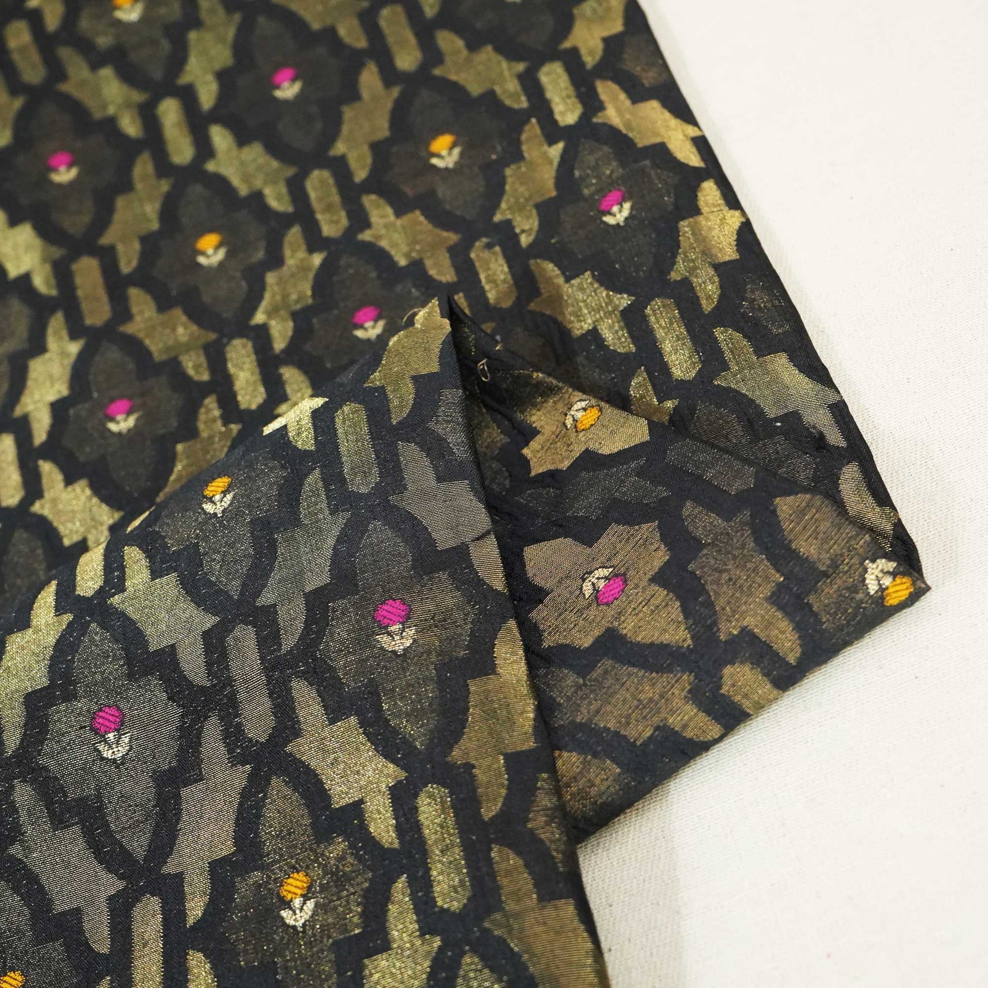 Black Mina Booti Dupian Silk Tissue YF-24379