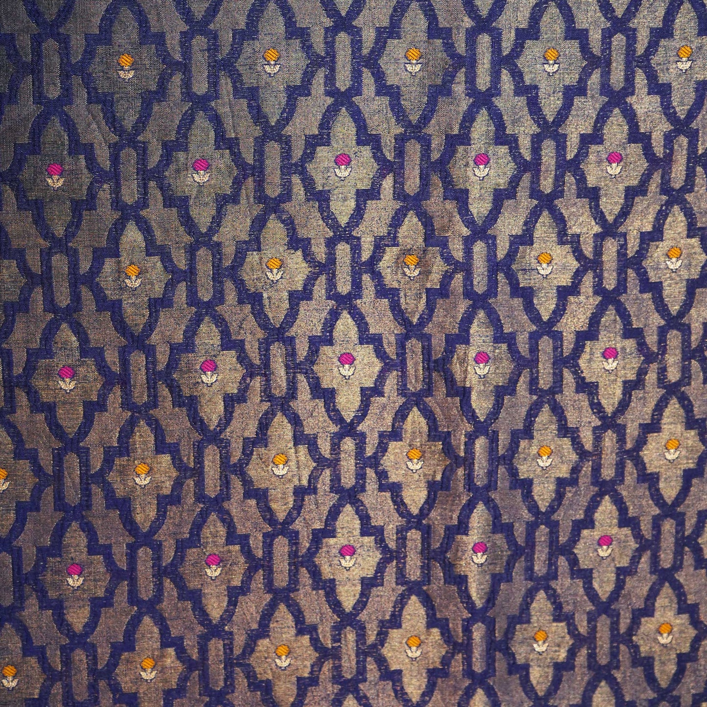 Navy Blue Mina Booti Dupian Silk Tissue YF-24380