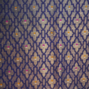 Navy Blue Mina Booti Dupian Silk Tissue YF-24380