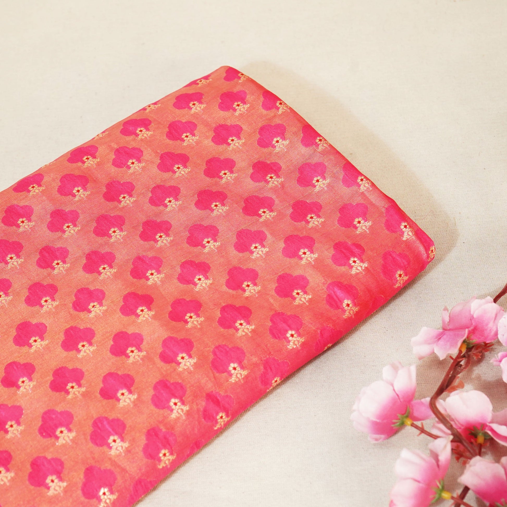 Pink Mina Booti Dupian Silk Tissue YF-24383