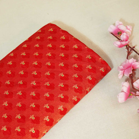 Red Mina Booti Dupian Silk Tissue YF-24384