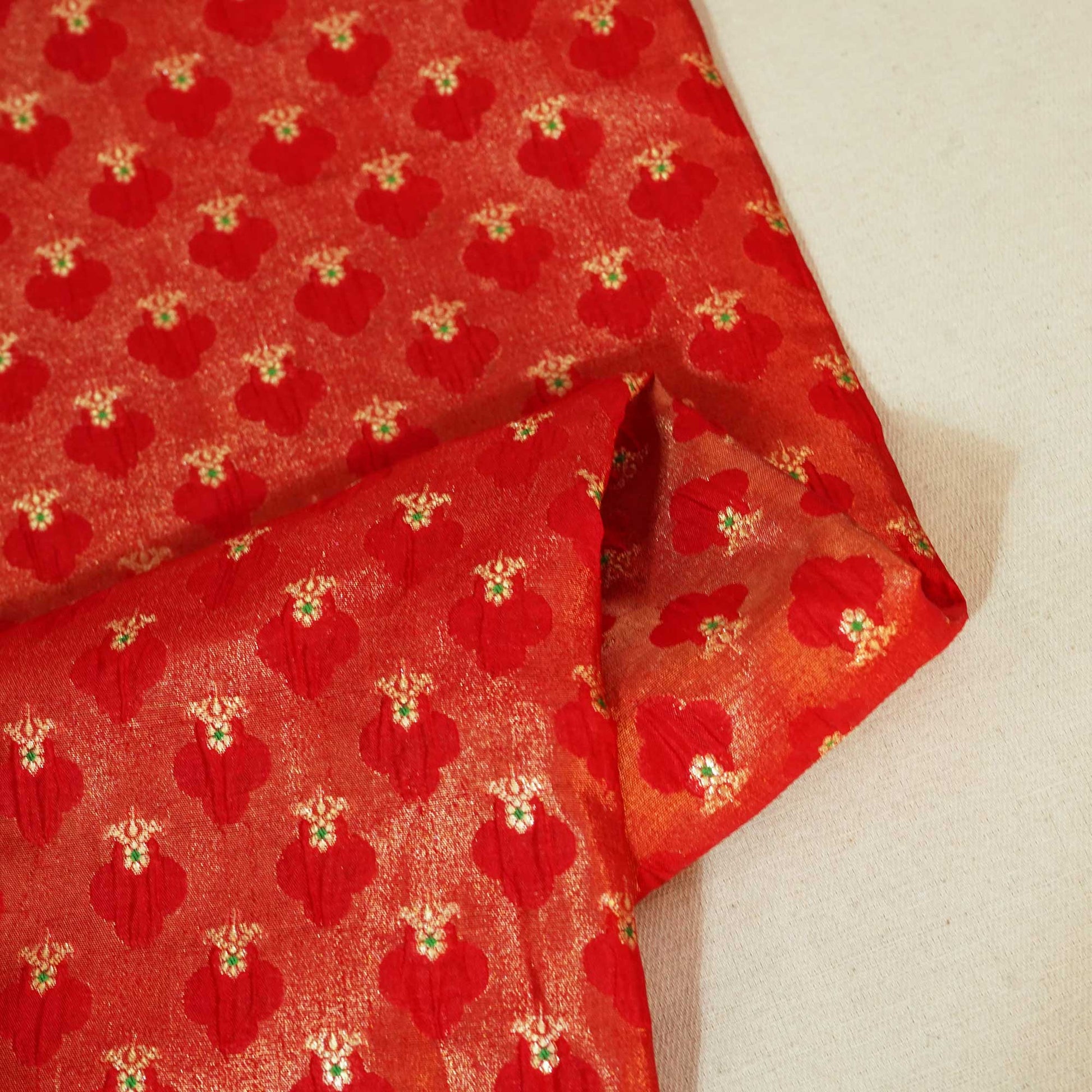 Red Mina Booti Dupian Silk Tissue YF-24384