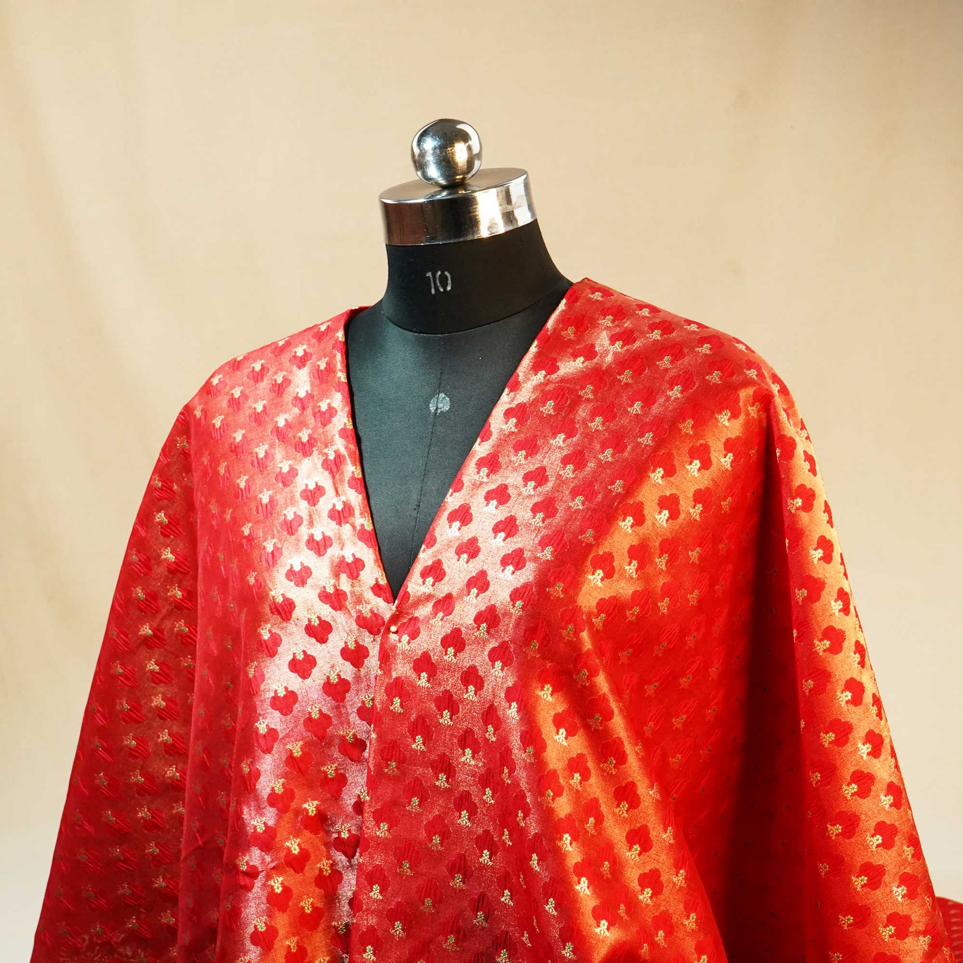 Red Mina Booti Dupian Silk Tissue YF-24384