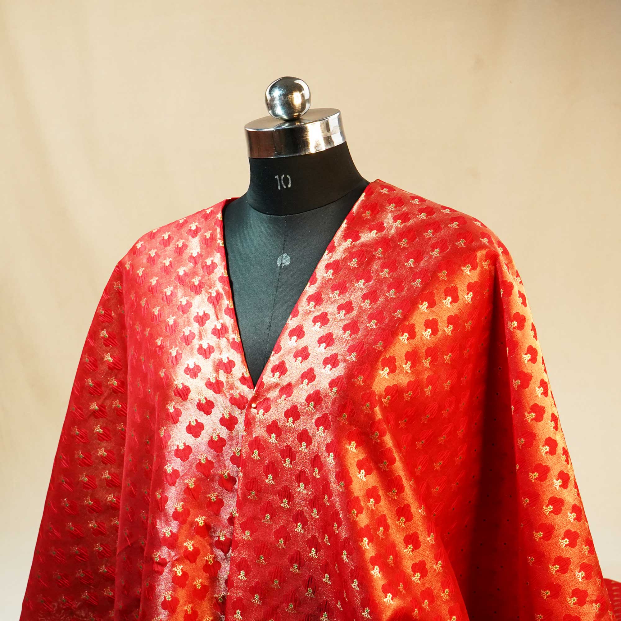 Red Mina Booti Dupian Silk Tissue YF-24384
