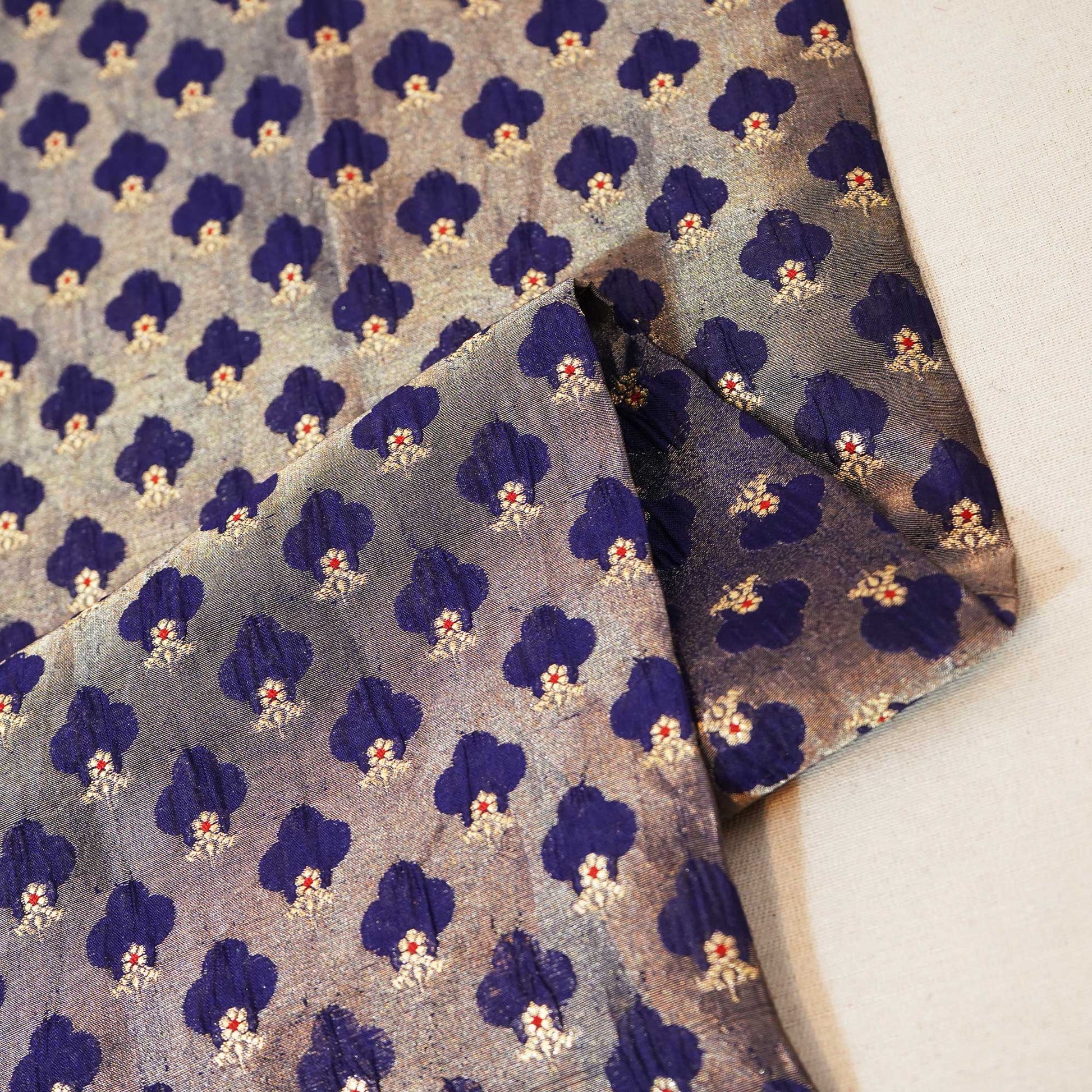 Dark Blue Mina Booti Dupian Silk Tissue YF-24389