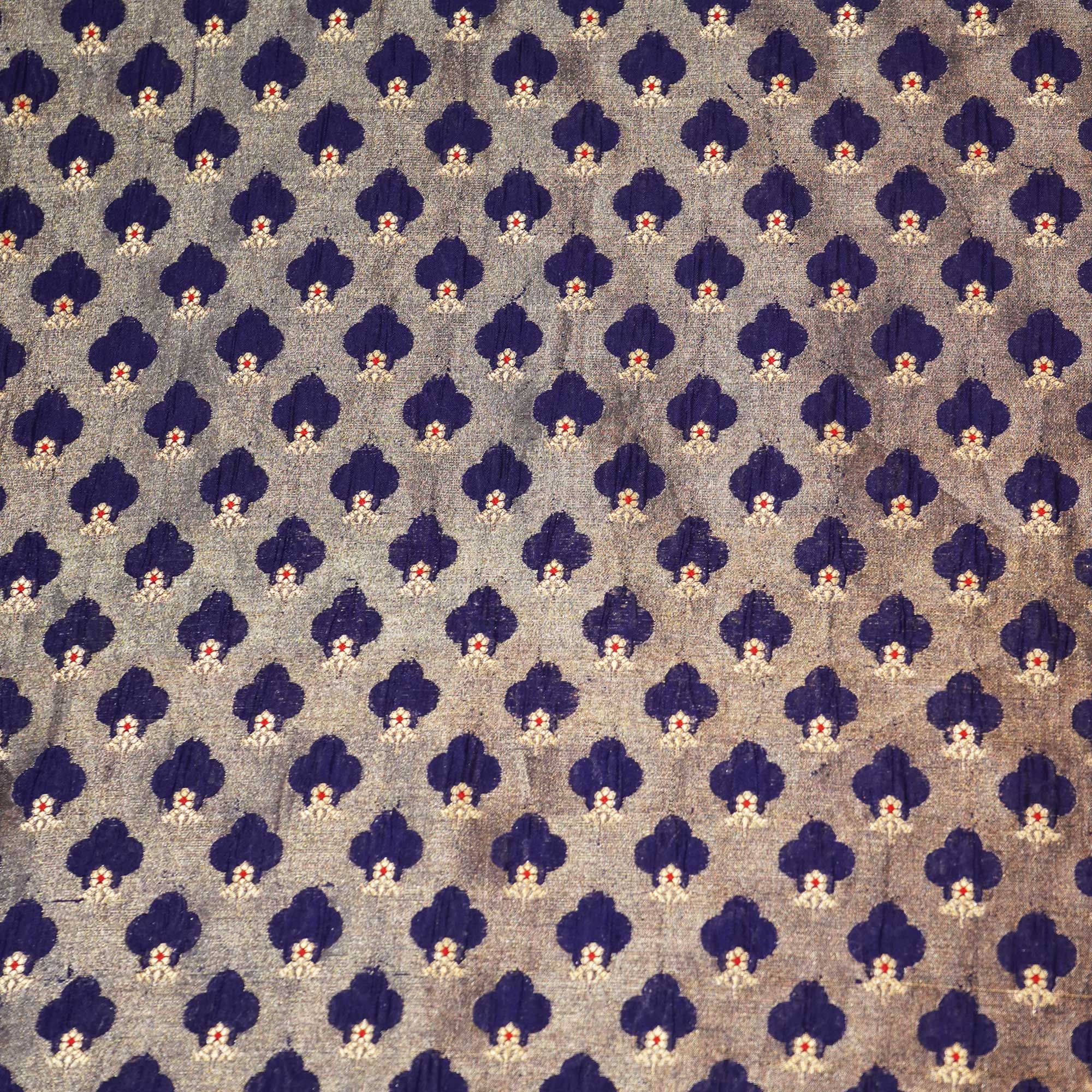 Dark Blue Mina Booti Dupian Silk Tissue YF-24389