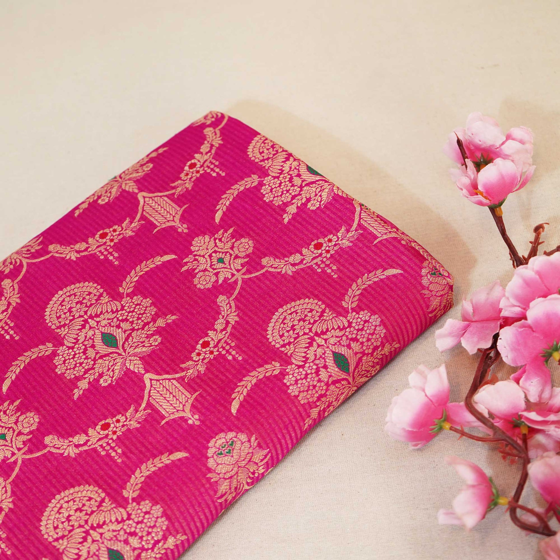 Magenta Mina Jaal Dupian Silk Tissue YF-24391