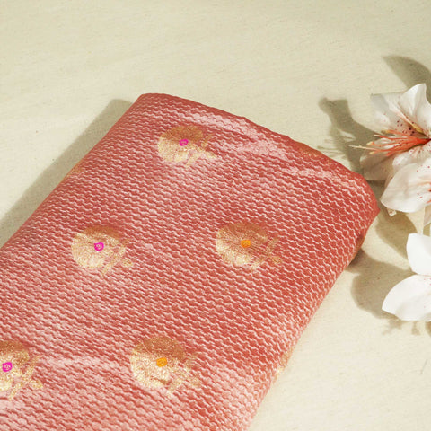 Pink & Golden Mina Booti Texture Dupion Silk YF-24397