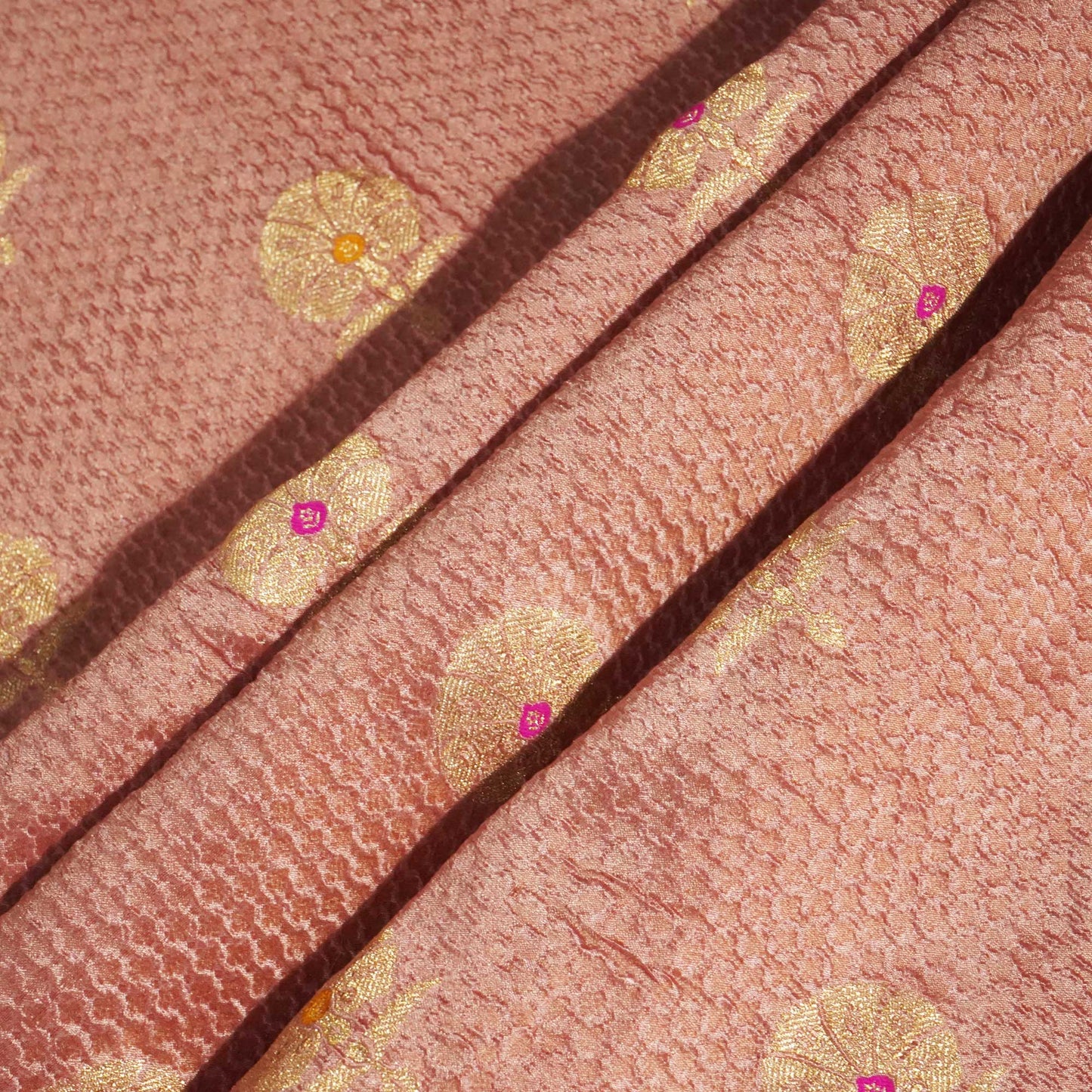 Pink & Golden Mina Booti Texture Dupion Silk YF-24397