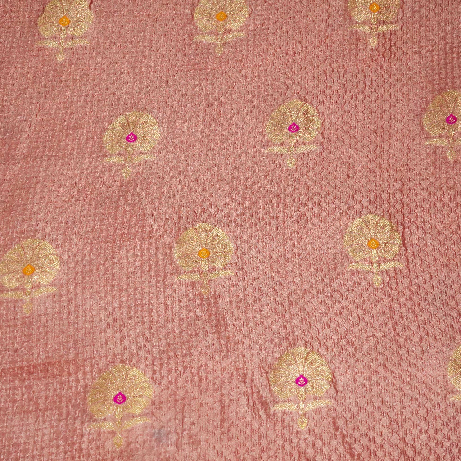 Pink & Golden Mina Booti Texture Dupion Silk YF-24397