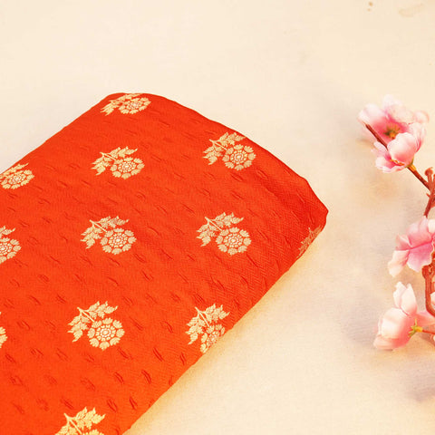 Orange Mina Booti Texture Dupion Silk YF-24399
